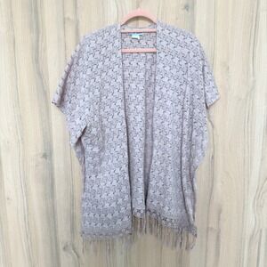 29 Palms Womens‎ Lace Fringe Kimono OS Pink Boho Festival Coastal Resort Shabby